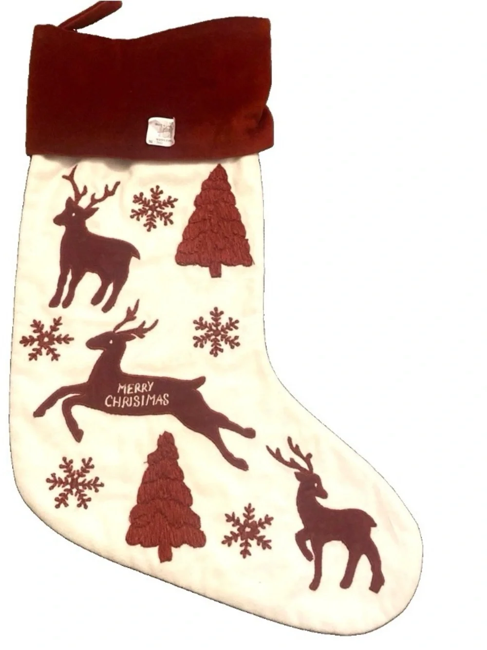 Pottery Barn Sarita Handa Holiday Merry Christmas Stocking Velvet 19 in.